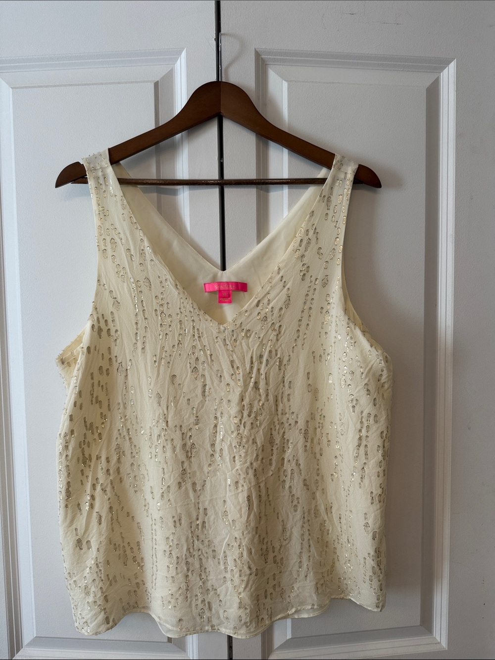 Lilly Pulitzer Cream Sequin V-Neck Tank